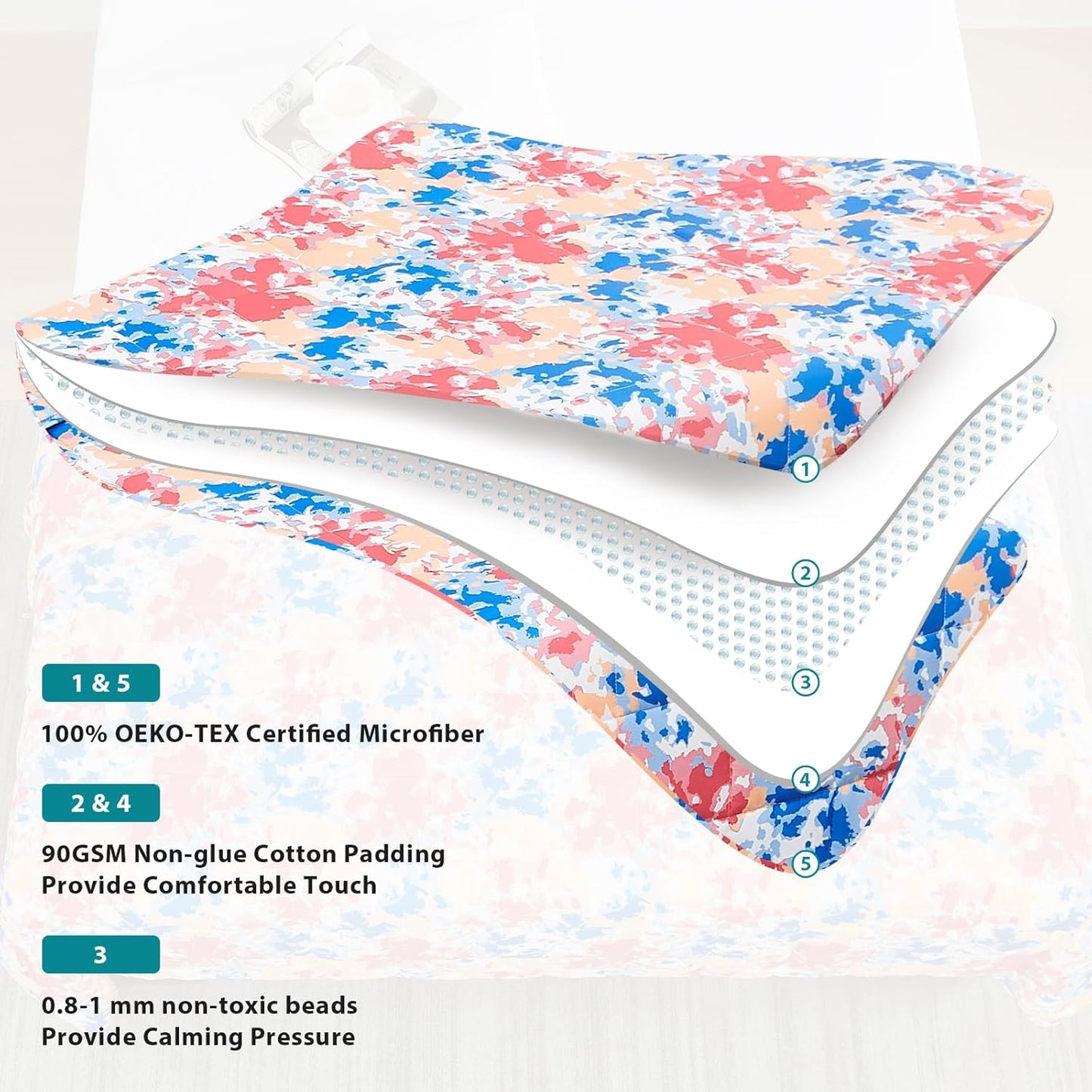 L'AGRATY Weighted Blanket - 48"x72" 15lbs Cooling Breathable Heavy Blanket with Glass Beads for Adult All-Season