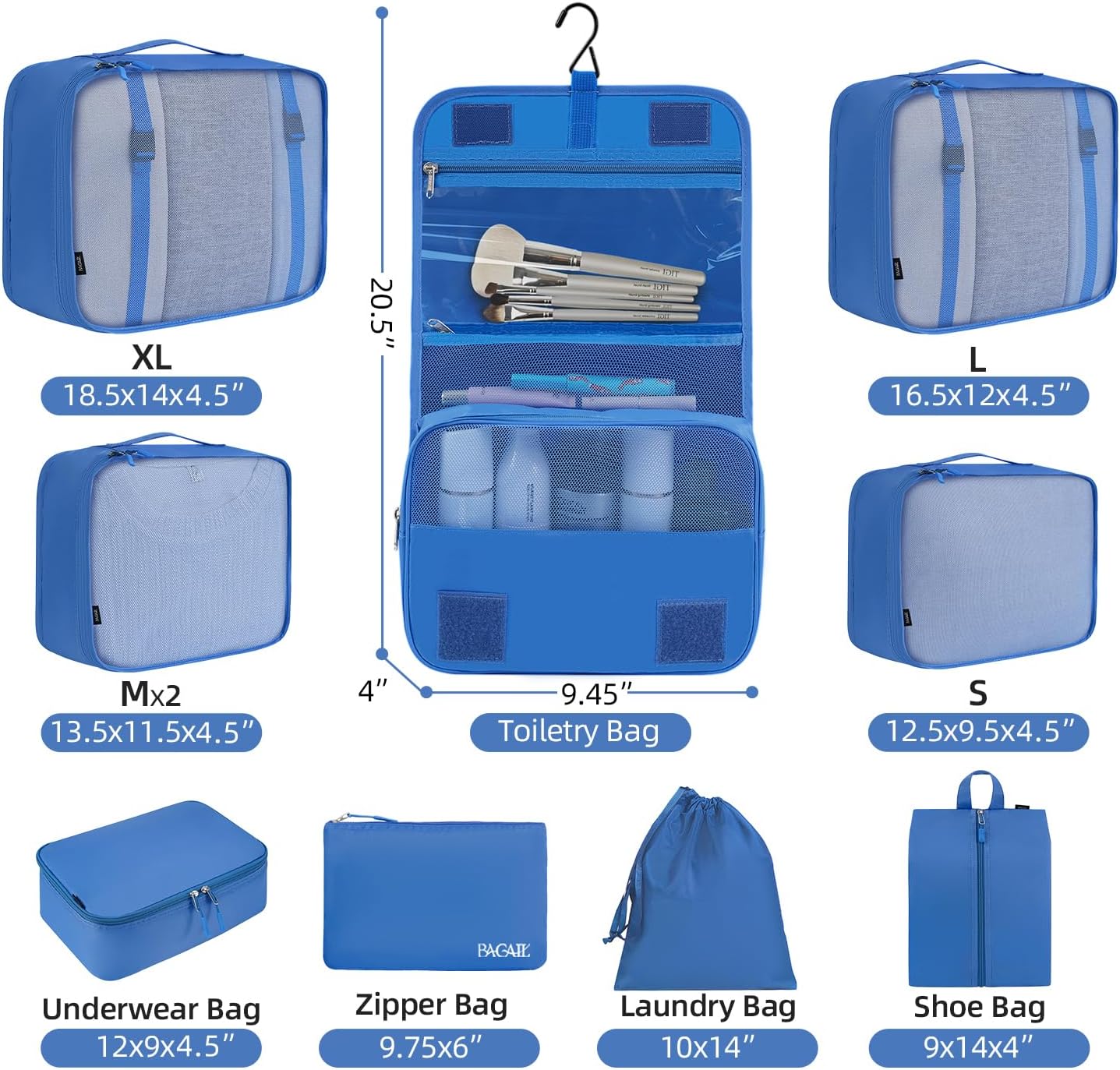 BAGAIL 6 Set/8 Set/10 Set Packing Cubes Various Sizes Packing Organizer for Travel Accessories Luggage Carry On Suitcase