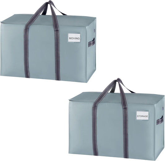 VENO 2 Pack Moving Bags, Heavy Duty, Moving Boxes Alternative, Packing Storage Supplies for Dorm Room Essentials with Zipper for Clothes, Extra Large Totes for Packaging (Light Blue Matte, 2 Pack)