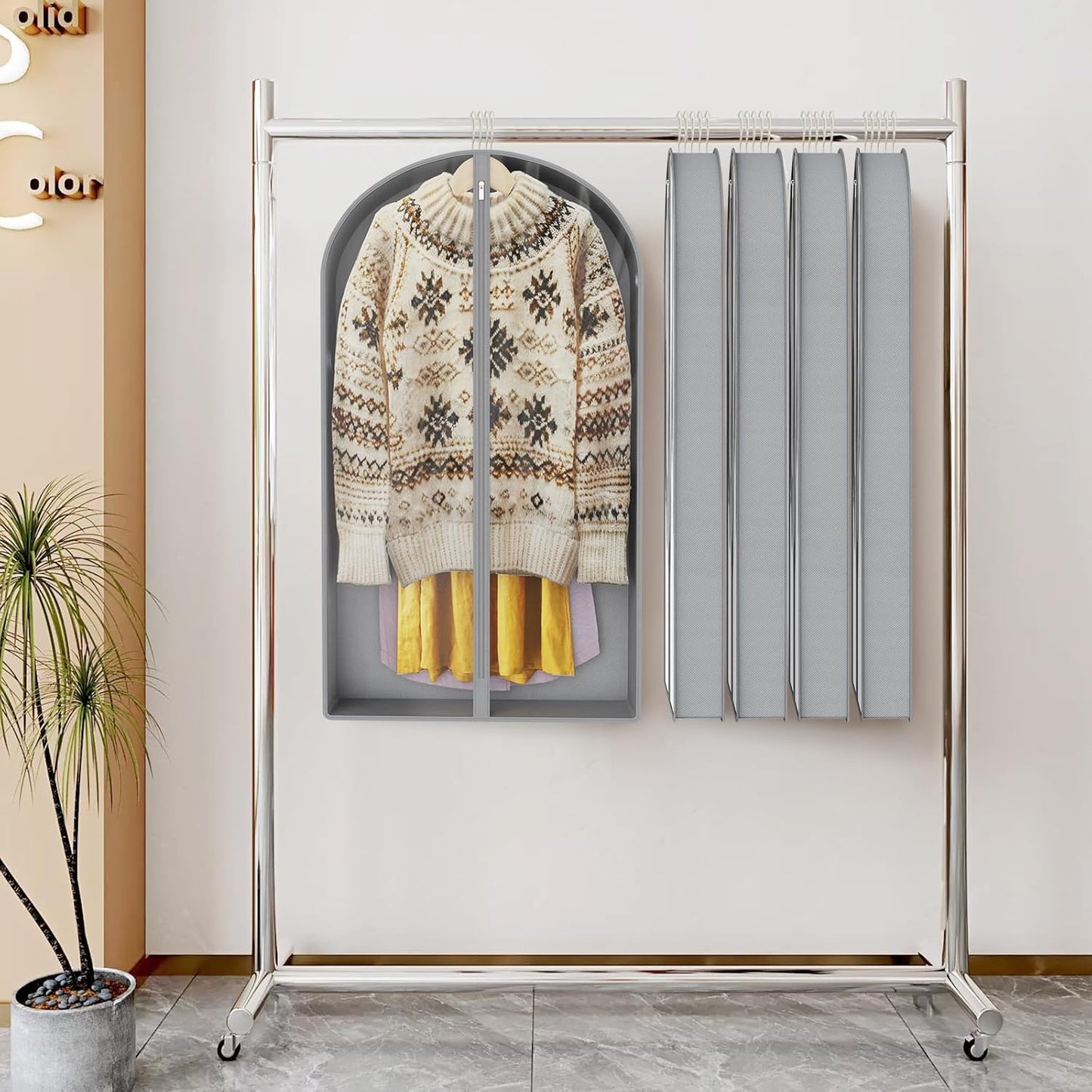 Zilink 40" Suit Bags for Closet Storage Clear Mink Coat Storage Bag Hanging Garment Bags for Storage with 4" Gussets for Suit, Fur Coat, Leather Jacket, Shirts and Sweater, Set of 4