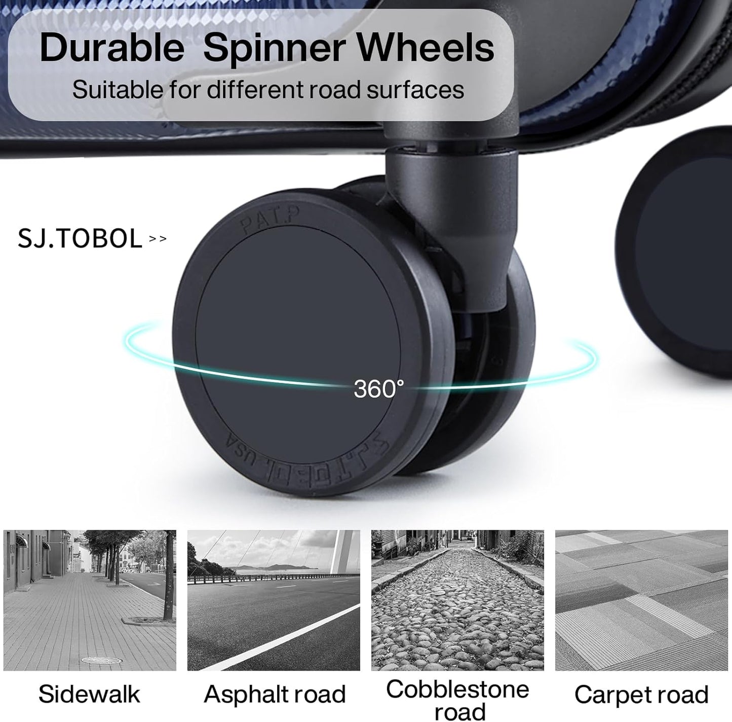 Hanke 24 Inch Luggage Suitcases With Spinner Wheels Lightweight PC Hard Shell Rolling Suitcase With Travel Locks,Checked-Medium 24-Inch(Dark Blue)