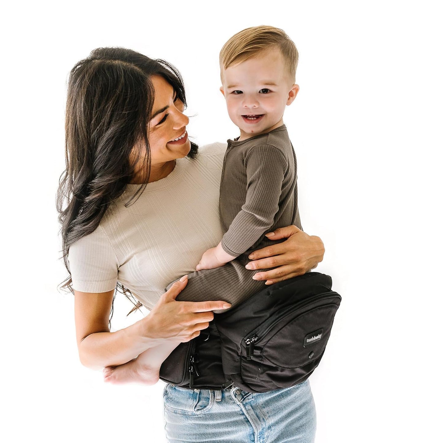 Tushbaby The Original Premium Quality Hip Seat Carrier – Safety-Certified Baby & Toddler Carrier with Secure Safety Buckles, No-Flimsy-Foam Design, Storage Pockets & Nursing Pillow. 0–3 yrs