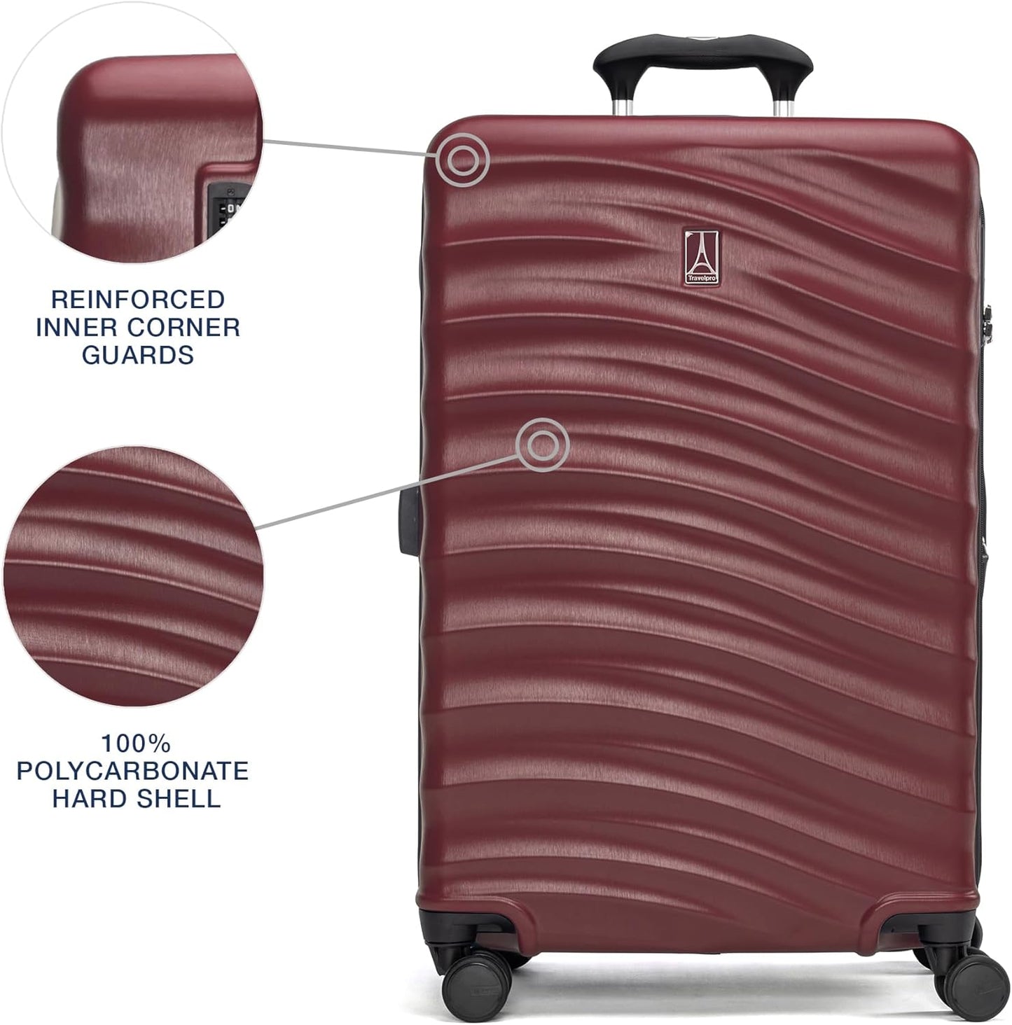 Travelpro Maxlite Air V2 Hardside Expandable Luggage, 8 Spinner Wheels, Lightweight Hard Shell, TSA lock, Cabernet, 3-Piece Set (21/25/28)