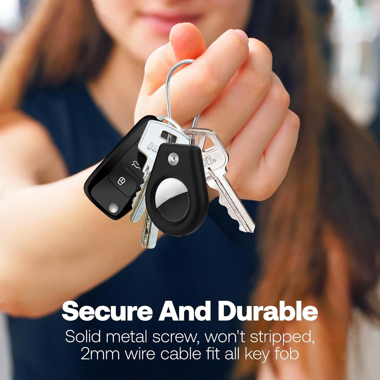 Protect Case Compatible with Apple AirTag, Secure GPS Tracker Holder with Wire Cable Shockproof & Anti-Theif Suitable for Keychain, Keys, Luggage, Bags and Kids