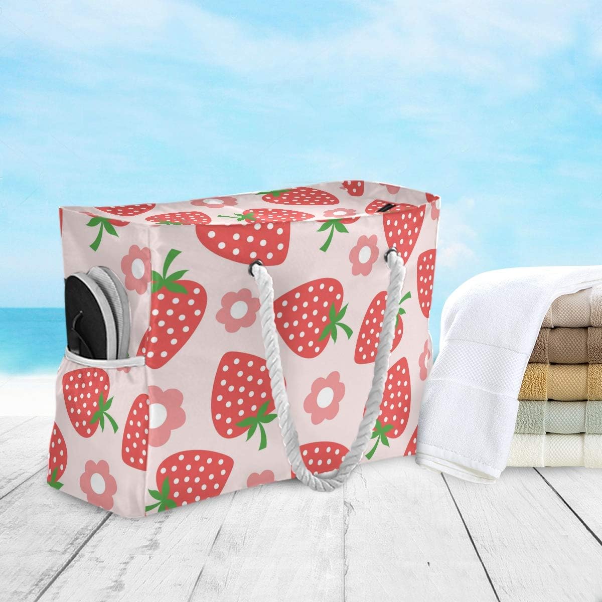 senya Large Beach Bags Totes Canvas Tote Shoulder Bag Soft Wave Water Resistant Bags for Gym Travel Daily Ocean