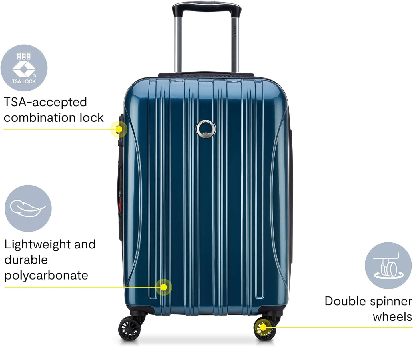 DELSEY PARIS Helium Aero Hardside Expandable Luggage with Spinner Wheels, Teal, Carry-On 21 Inch