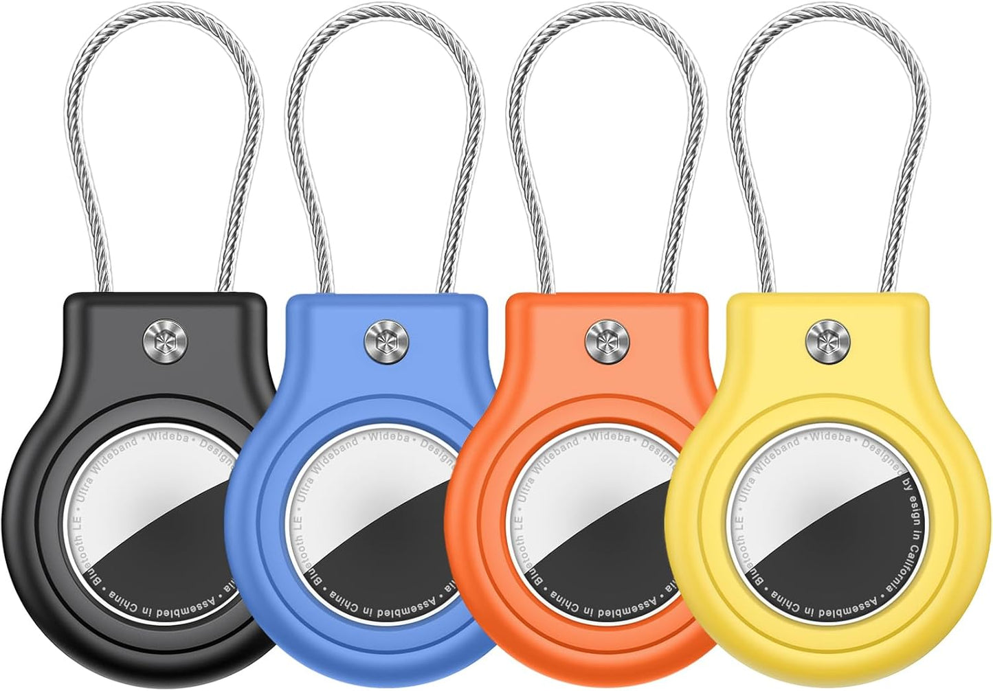Waterproof Holder,4 Pack Case with Secure Lock, Keychain,Anti-Lost Protective Case Accessories for GPS Tracker Luggage,Key,Pet-Black/Blue/Orange/Yellow