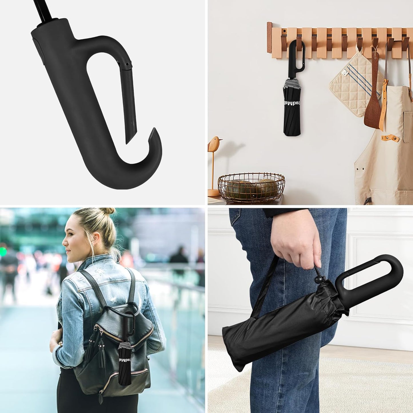 TradMall Travel Umbrella, 280T Fabric Windproof Automatic Portable Compact Folding Umbrellas for Rain with Reflective Stripe for Women and Men