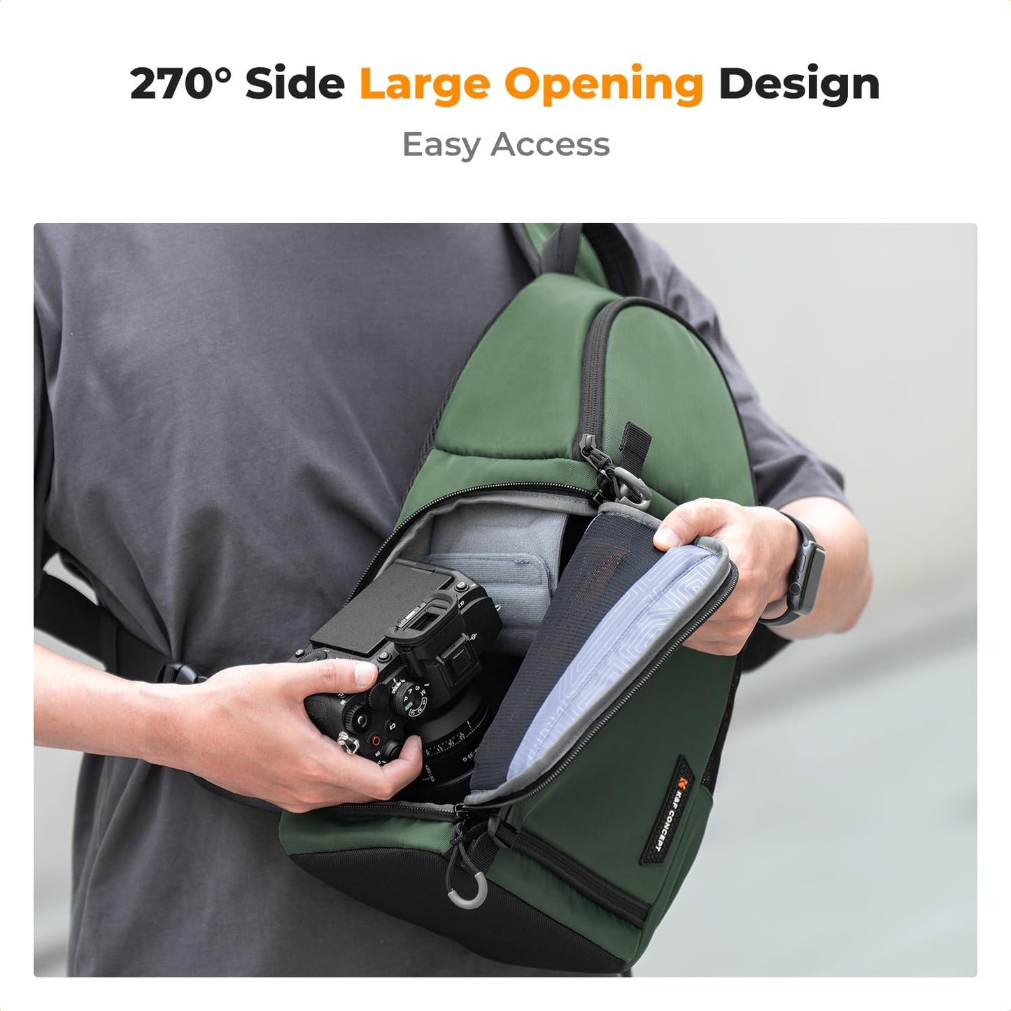 K&F CONCEPT Camera Sling Bag Crossbody Bag Camera Shoulder Backpack DSLR/SLR/Mirrorless Photography Bags Compatible with Canon/Nikon/Sony/Fuji/Gopro/DJI