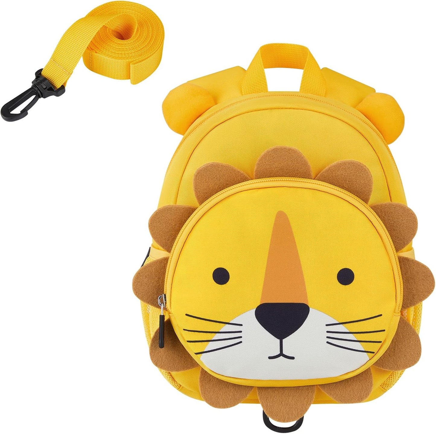 mommore Toddler Backpack for Boys Girls 2-4, 3D Cartoon Mini Kids Travel Bag, Small Baby Backpack with Toddler Leash, Chest Buckle, Water-Resistant Pre-K Schoolbag, Lion