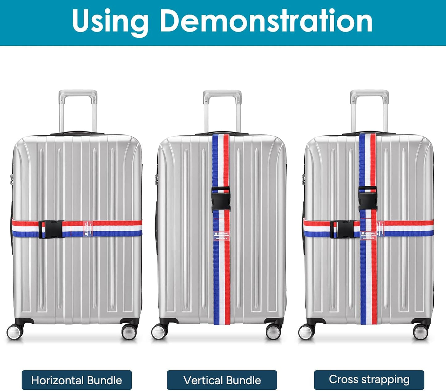 Travel Inspira Luggage Straps for Suitcases, Adjustable Suitcase Strap, TSA Approved Luggage Straps - Secure Your Luggage Safely During Travel (4 Pack)