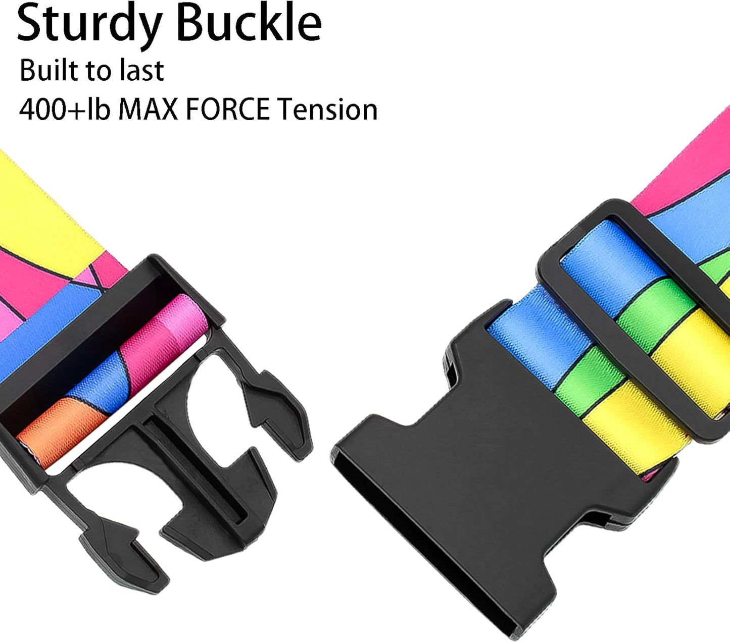Colorful Luggage Straps for Suitcases, Adjustable Luggage Travel Belts to Keep Luggage Security While Travel, Strong Polyester Fabric, Easy-to-Recognize Stylish Design Travel Accessories, 2 Pack