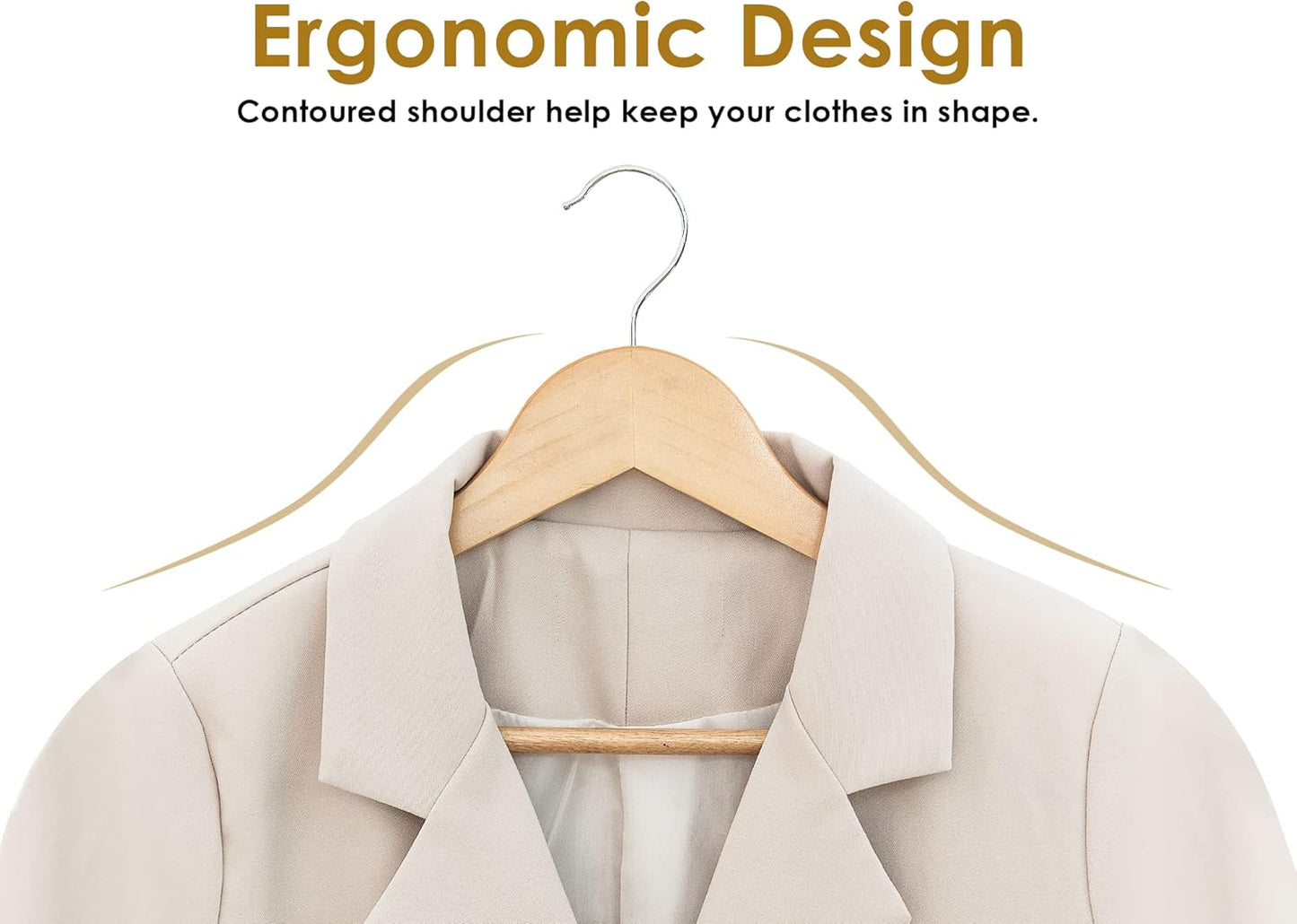 StorageWorks Wooden Hangers 20 Pack, Wood Coat Hanger for Coats, Shirts, Jackets, Pants, Suits, Natural Wood Color