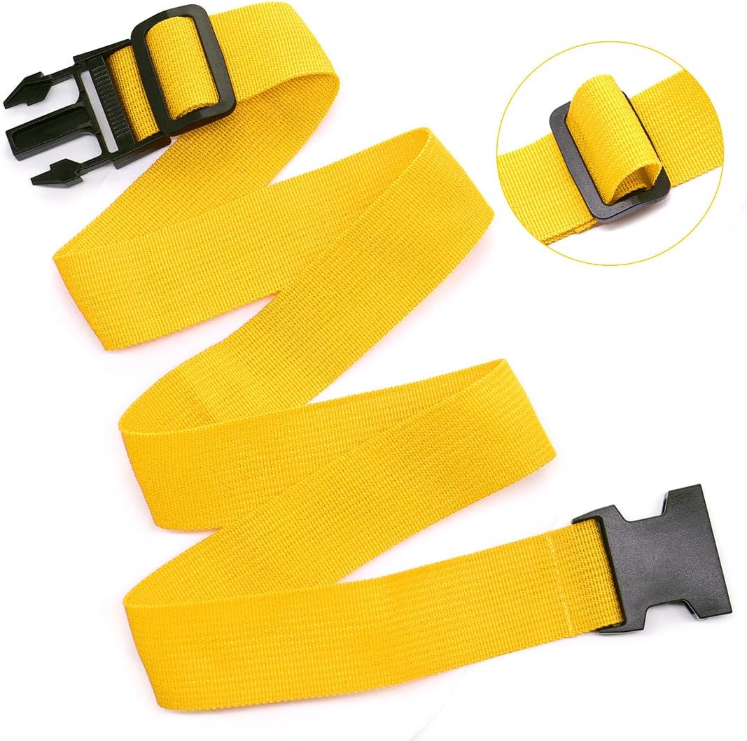 2Pack Luggage Straps for Suitcases, Travel Connector for Carry On Bag, Add Bag to Connect Two Suitcases, Adjustable Belt Attachment Accessories for Connect Your 3 Luggages, Yellow