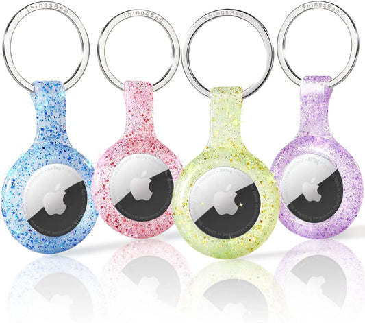 ThingsBag Apple AirTags 4 Pack Case Keychain Silicone Apple Air Tags Holder Item Finders Accessories Comes with Metal Snap Airtags Keyring Case 4 Pack