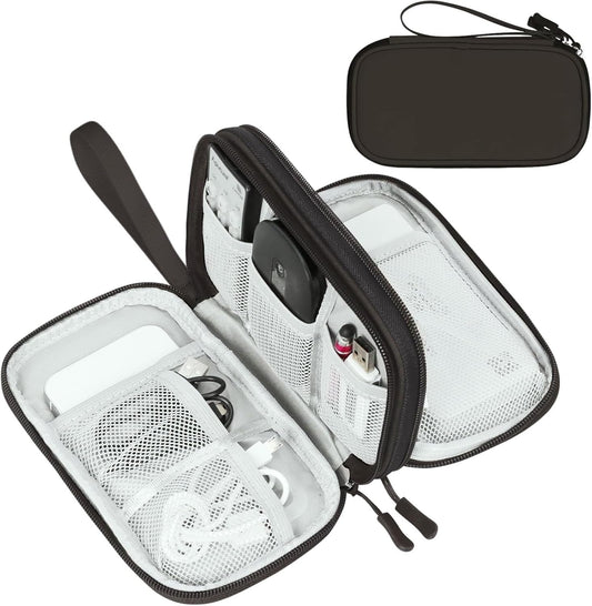 FYY Electronic Organizer, Travel Cable Organizer Bag Pouch Electronic Accessories Carry Case Portable Waterproof Double Layers All-in-One Storage Bag for Cable, Cord, Charger, Phone, Earphone Coffee