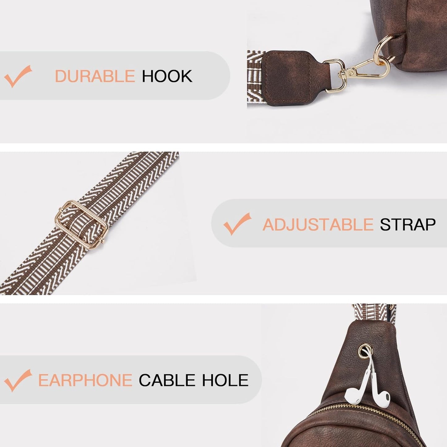 Telena Small Sling Bag for Women Leather Crossbody Fanny Packs Chest Bag for Women