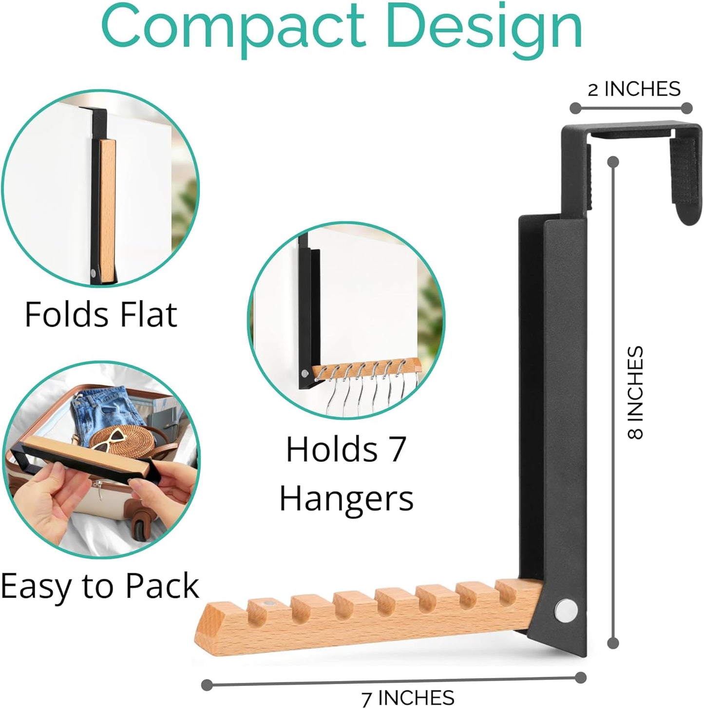 Over-The-Door Laundry Hanger - Convenient Travel Clothes Rack for Easy Drying - Ideal Laundry Hanging Rack for Travel and Home Use Collapsible Portable - 1PCS (Black)