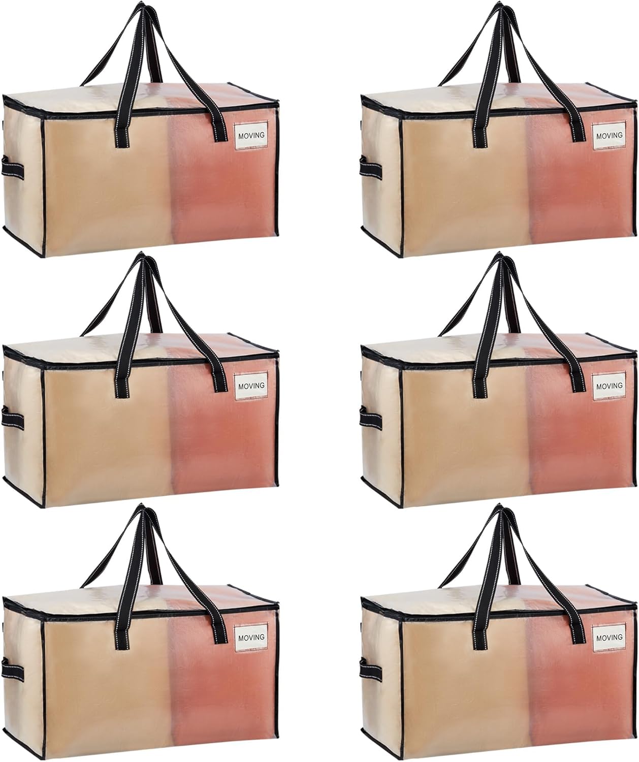 VENO 6 Pack Moving Bags, Comforter and Blanket Storage Bags for Closet, Moving Boxes, Boxes with Lids Alternative, College Dorm Packing Supplies, Foldable Heavy-Duty Tote with Window (Clear, 6 Pack)