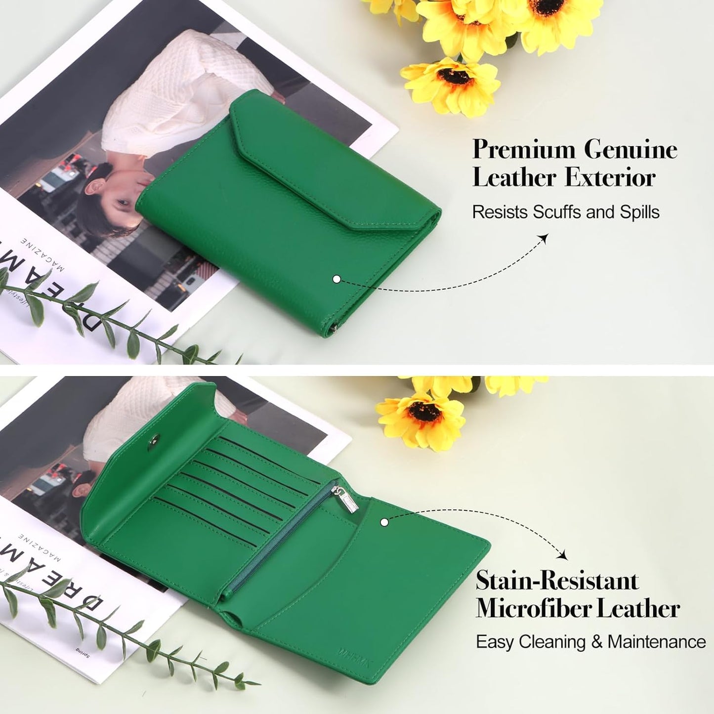 Leather Passport Holder Cover,Passport Book Holder,Rfid Blocking Travel Wallet Protect Your Card Security,Travel Document Organizer for Men Women,Airport Essentials Gift (Green)