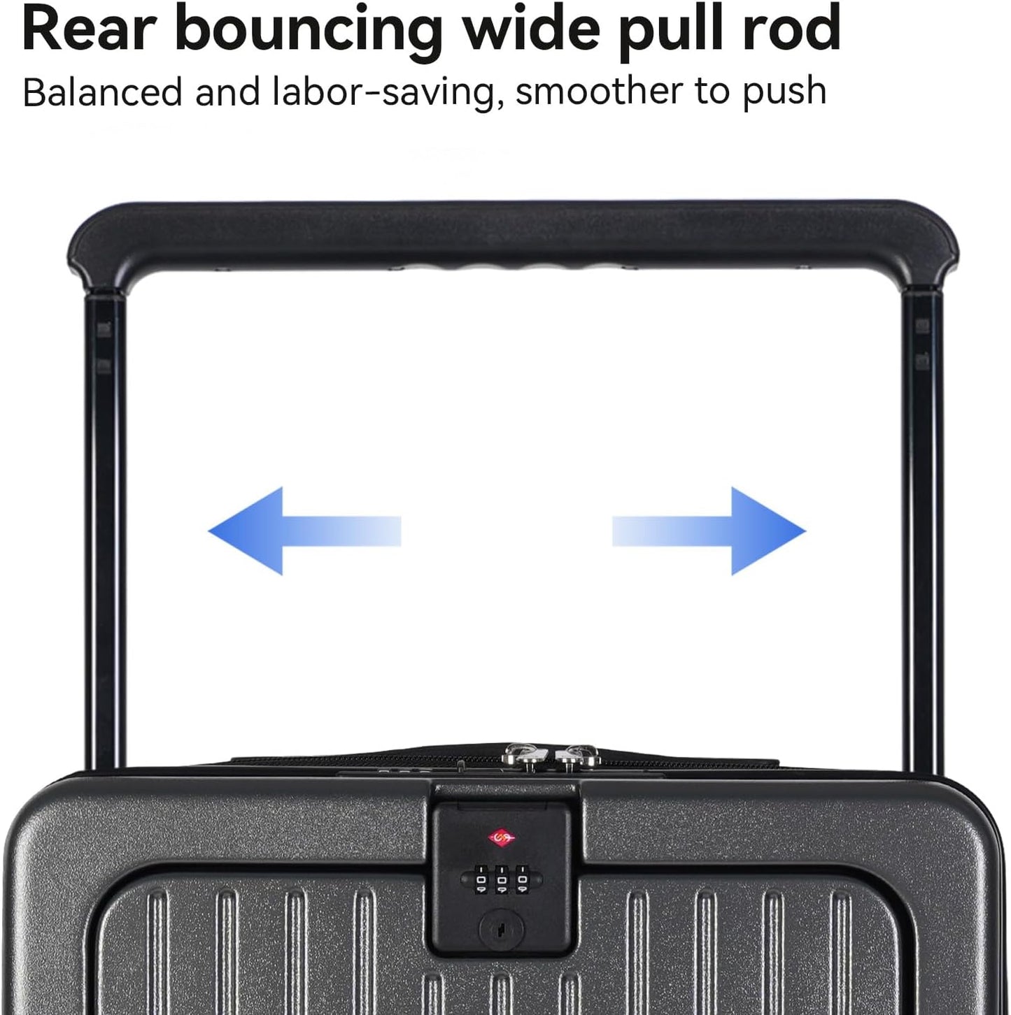 SOKOK Front Pocket Luggage with Spinner Wheels, 24'' Wide Handle Travel Suitcase PC Hardshell Multifunctional Luggage with Charging Port and Cup Holder, Graphite