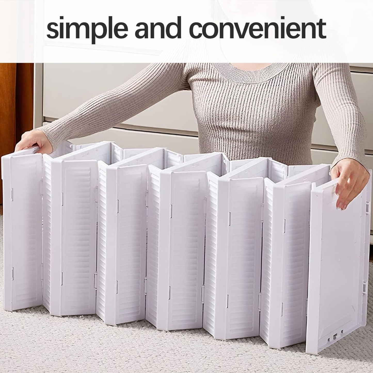 Shoe Organizer Foldable Shoe Rack, No Assembly Box Covered Shoe Storage with Doors, Free Standing Space Saving Shoe Box Stackable Dustproof 6,3 (1×6 Tiers)