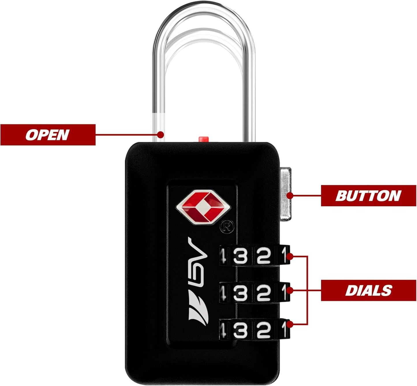 BV TSA Accepted Luggage Travel Lock, Set-Your-Own Combination Lock for School Gym Locker, Luggage Suitcase Baggage Locks, Filing Cabinets, Toolbox, Case (Black, 2 Pack)