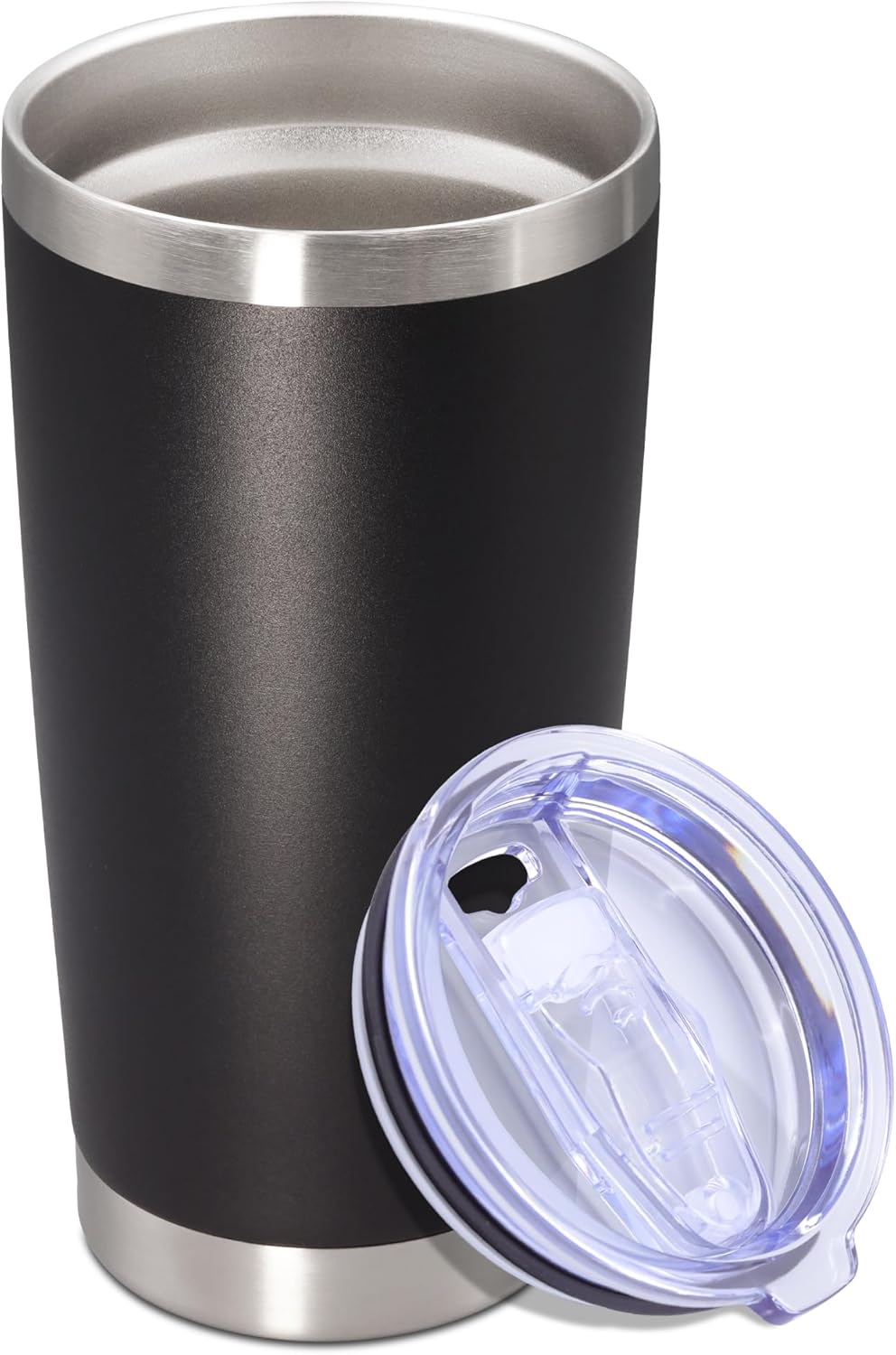 20 oz Tumbler with lid Double Wall Vacuum Insulated Tumblers Stainless Steel Coffee Mug Travel Coffee Tumbler Powder Coated Tumbler Cup Keep Hot&Cold - (Black 1 Pack)