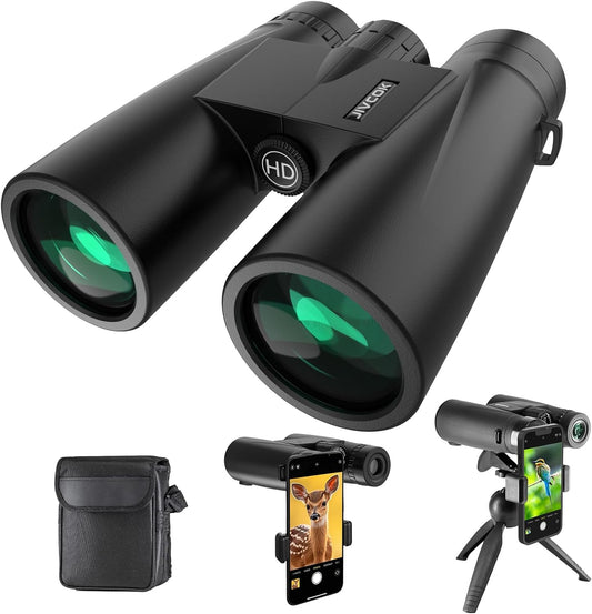 30x52 Binoculars for Adults - HD High Powered Binoculars with Phone Adapter and Tripod, Waterproof & Large View Telescope for Bird Watching, Hunting, Stargazing, Hiking, Travel, Sports