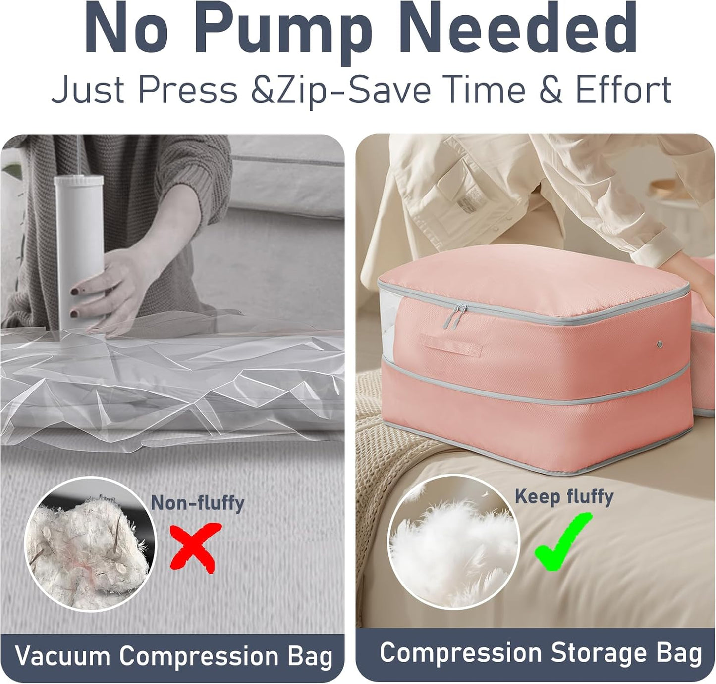 DIMJ Comforter Storage Bag 6 Pack - Blanket Storage Organizer Compression Bags, Large Capacity Ultra Space Saving Self Compression Organize for Bedding, Pillow, Duvet, Sheet Storage with Zipper Window