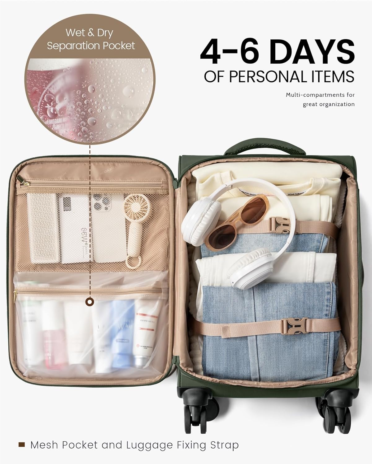 LOVEVOOK Carry On Luggage 22x14x9 Airline Approved, 22 Inch Softside Suitcases with Spinner Wheels, Lightweight Carry-on Suitcase with TSA Lock for Women Men, Large Luggage for Travel Business Trip