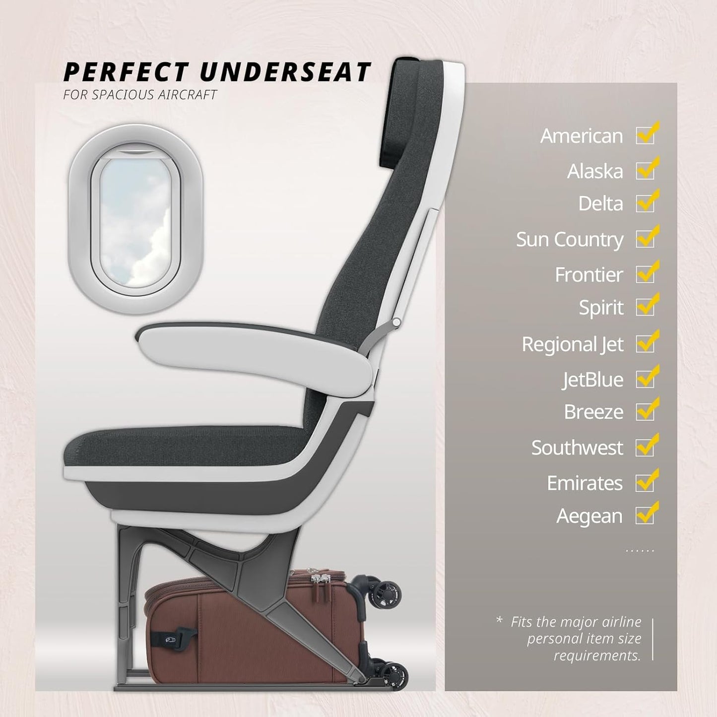 Verage Underseat Carry On Luggage with Wheels, 14.5-Inch Spinner Small Suitcase, Softside Lightweight Travel Bag for Men and Women, Airplane Carry On Bag, Chestnut Brown