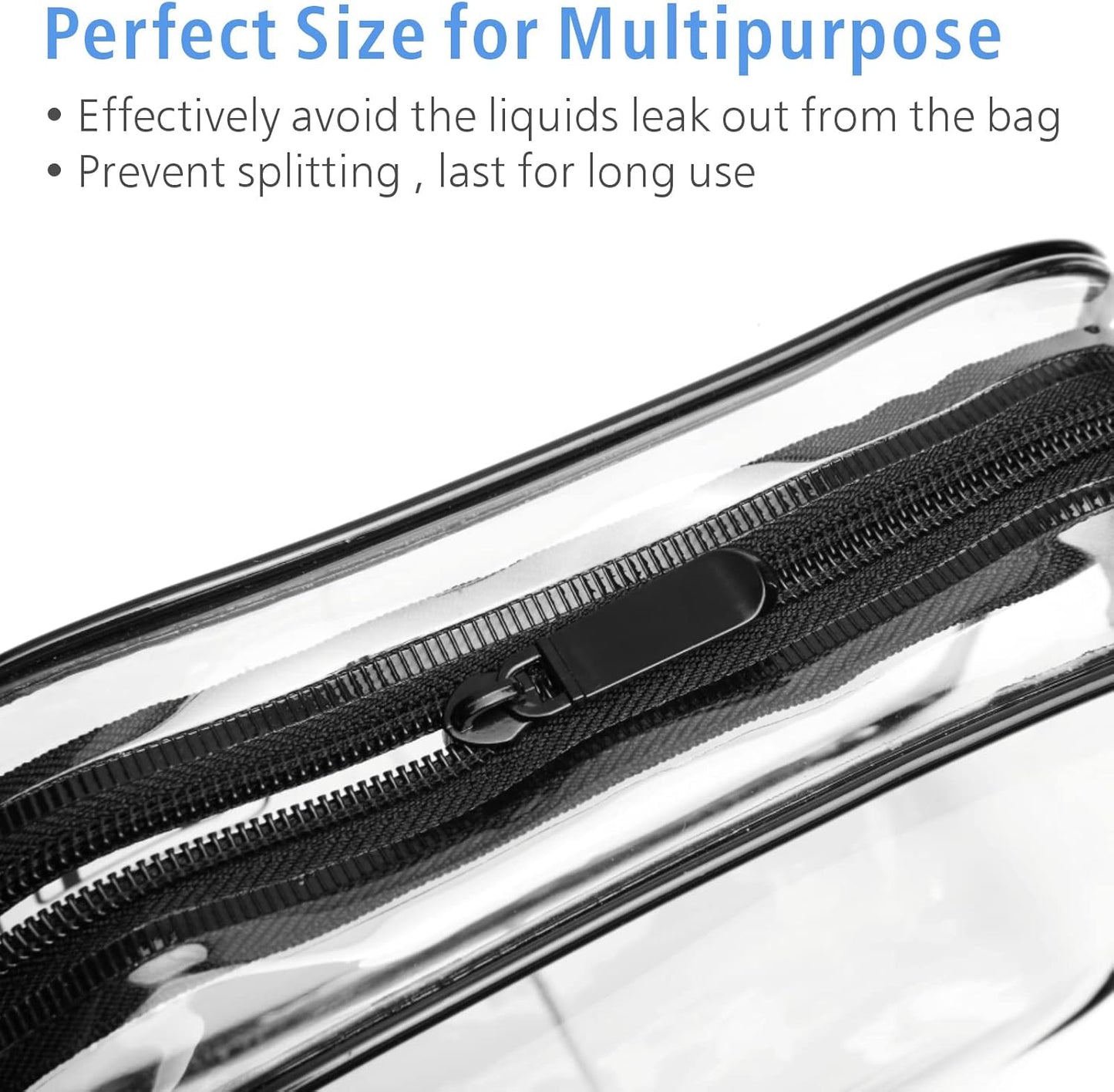 PACKISM Clear Makeup Bags - 2 Pack Quart Size Travel Bag TSA Approved Travel for Toiletries, Cosmetic Bags Carry on Clear Toiletry, Black Large