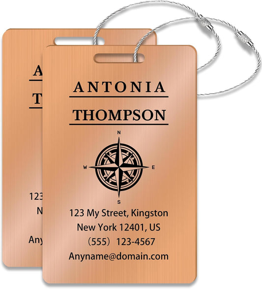 Personalized Luggage Tags for Suitcases (2/4/6/8 Pack) - Custom Engraved Metal Travel Tag, Customizable Pattern/Name/Text for Bags Backpacks Suitcases