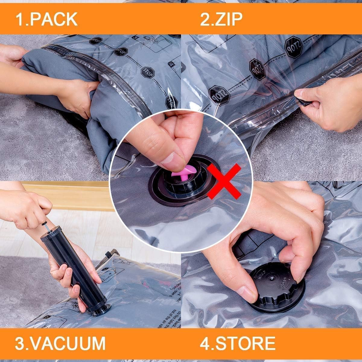 10 Medimu Vacuum Storage Bags with Electric Pump, Plastic Packaging Bags,Space Saver Sealer Compression Bags for Blankets, Comforters, Pillows, Clothes Storage