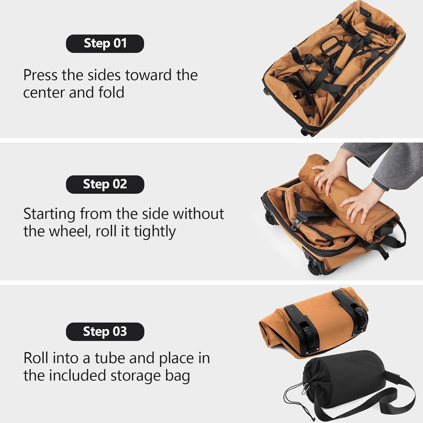 110L/140L Expandable Soft-Sided Foldable Duffle Bag with 2 Rubber Wheels,Packable 32” Rolling Carry-On with Multi-Pockets & Compartments,Coffee