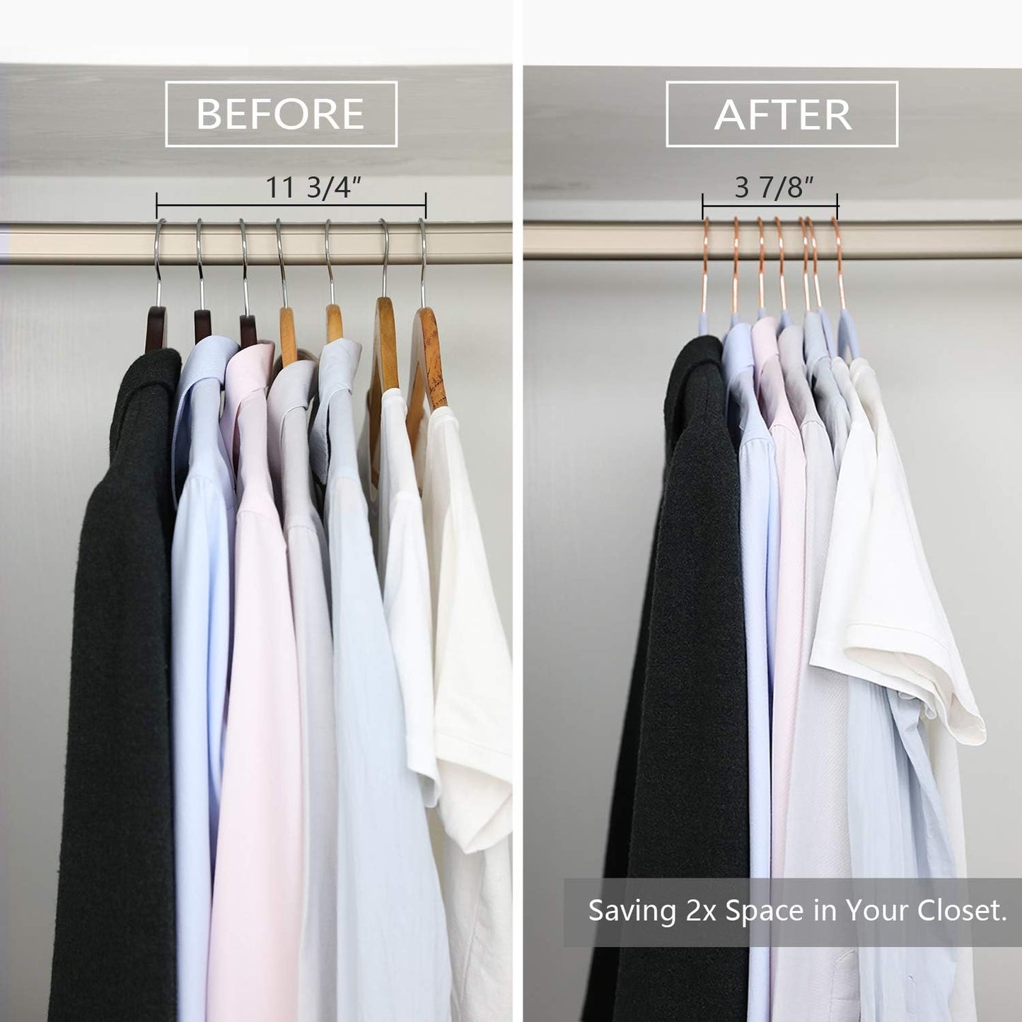 MIZGI Premium Velvet Hangers (50 Pack) Heavy Duty - Non Slip Felt Hangers - Velvet Suit Hanger Light Blue - Rose Gold Hooks,Space Saving Clothes Hanger