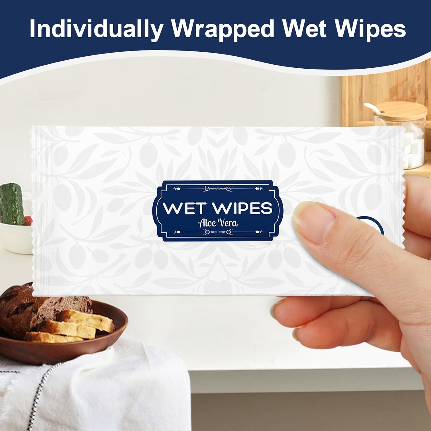 100 Pcs Wet Wipes Individually Wrapped, Aloe Vera Hand Wipe, Disposable Skin Cleansing Wipes, Travel Size Wipes Bulk for Hands, Butt, Daily Use, Restaurant, Barbecue (100 PCS)