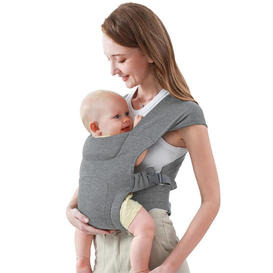 Newborn Carrier, Cozy Baby Carrier, Ergonomic Cross-Back Wrap, Hands-Free with Supportive Comfort, Light Grey