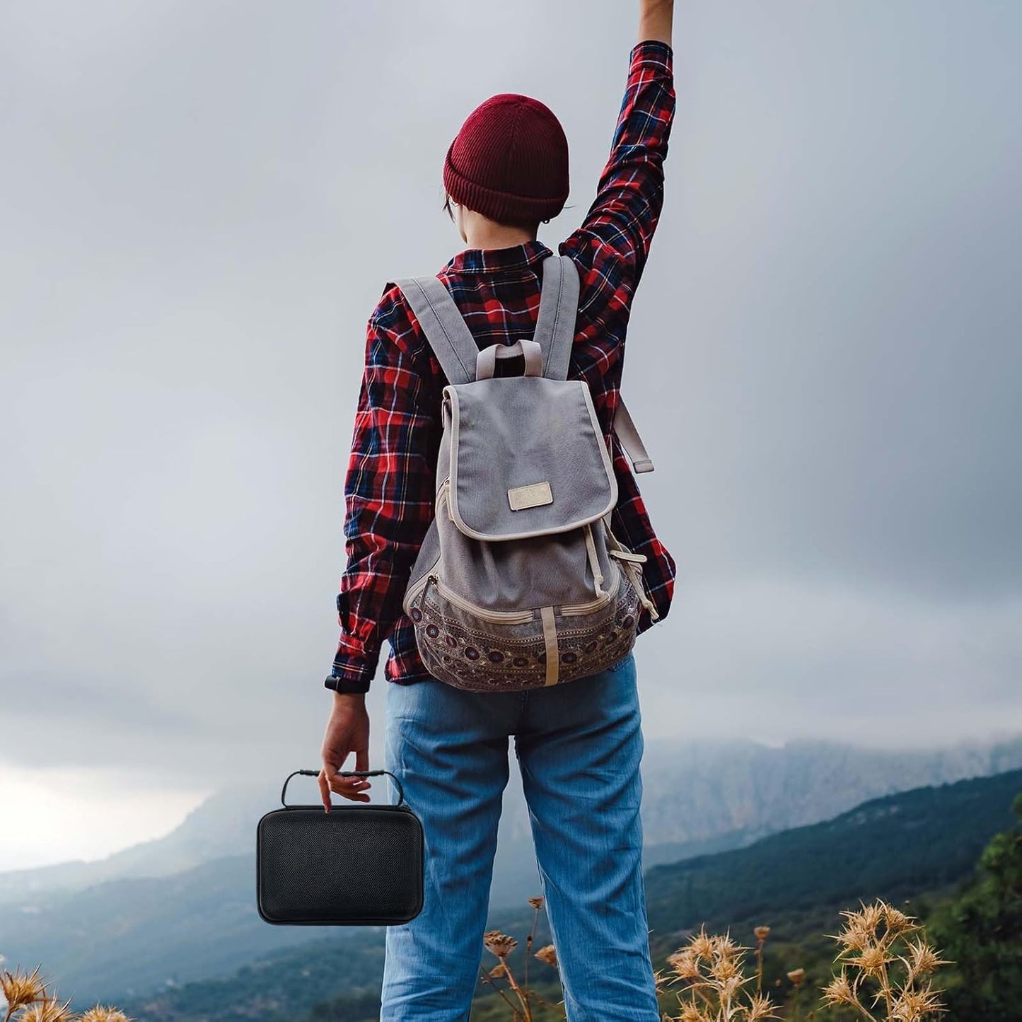 EVA Hard Case with Customizable Foam Protective EVA Carrying Case Shockproof Outdoor for Camera, Digital Products, Electronic Instruments with Knife(Black,7.8 x 6.3 x 3.5 Inch)