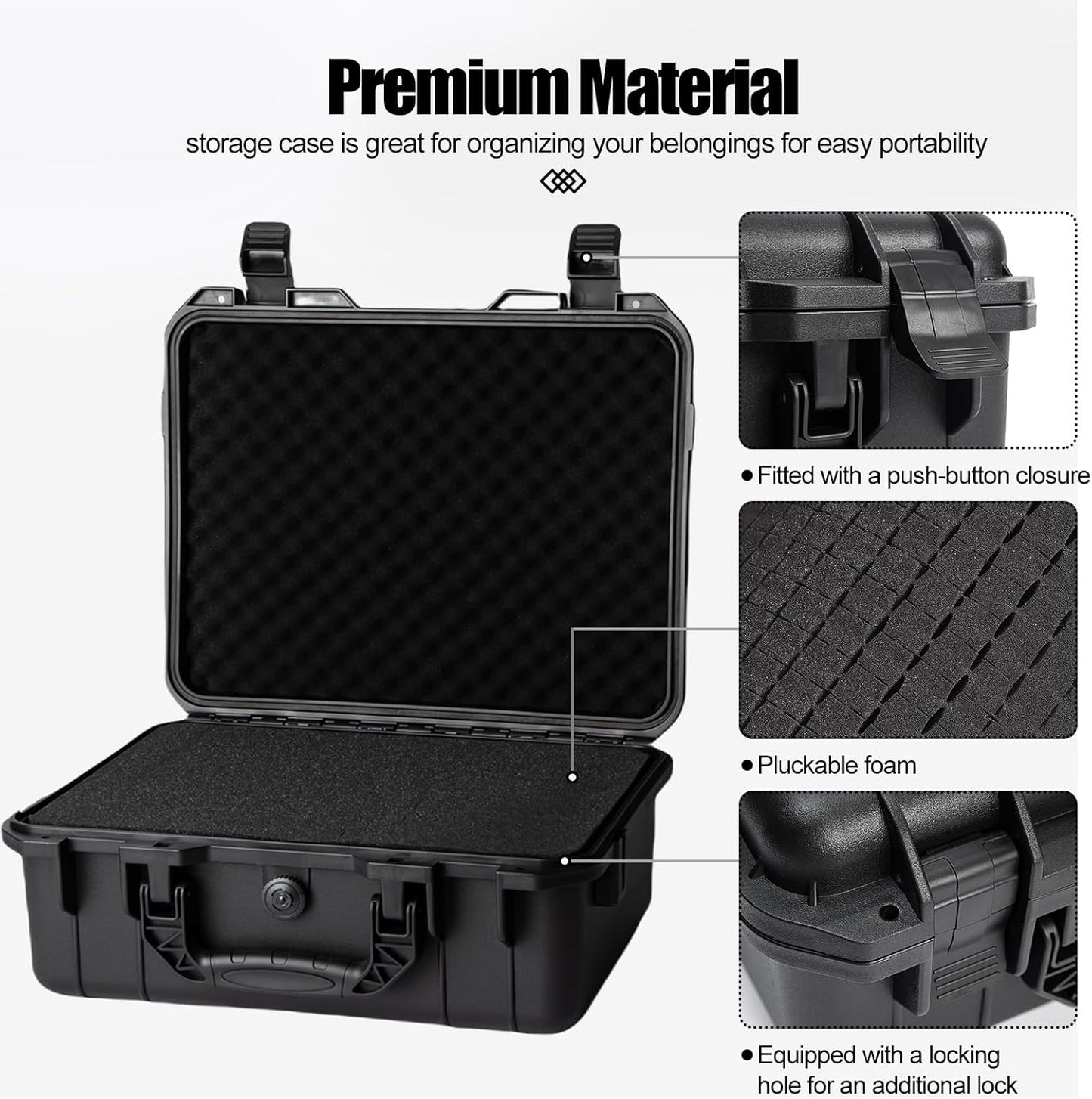 Hard case Waterproof Hard Case with DIY Customizable Foam Insert Portable Protective Case with Knife for Camera Drones Equipments Tools Test Instruments 16.9''x13.7''x5.9''
