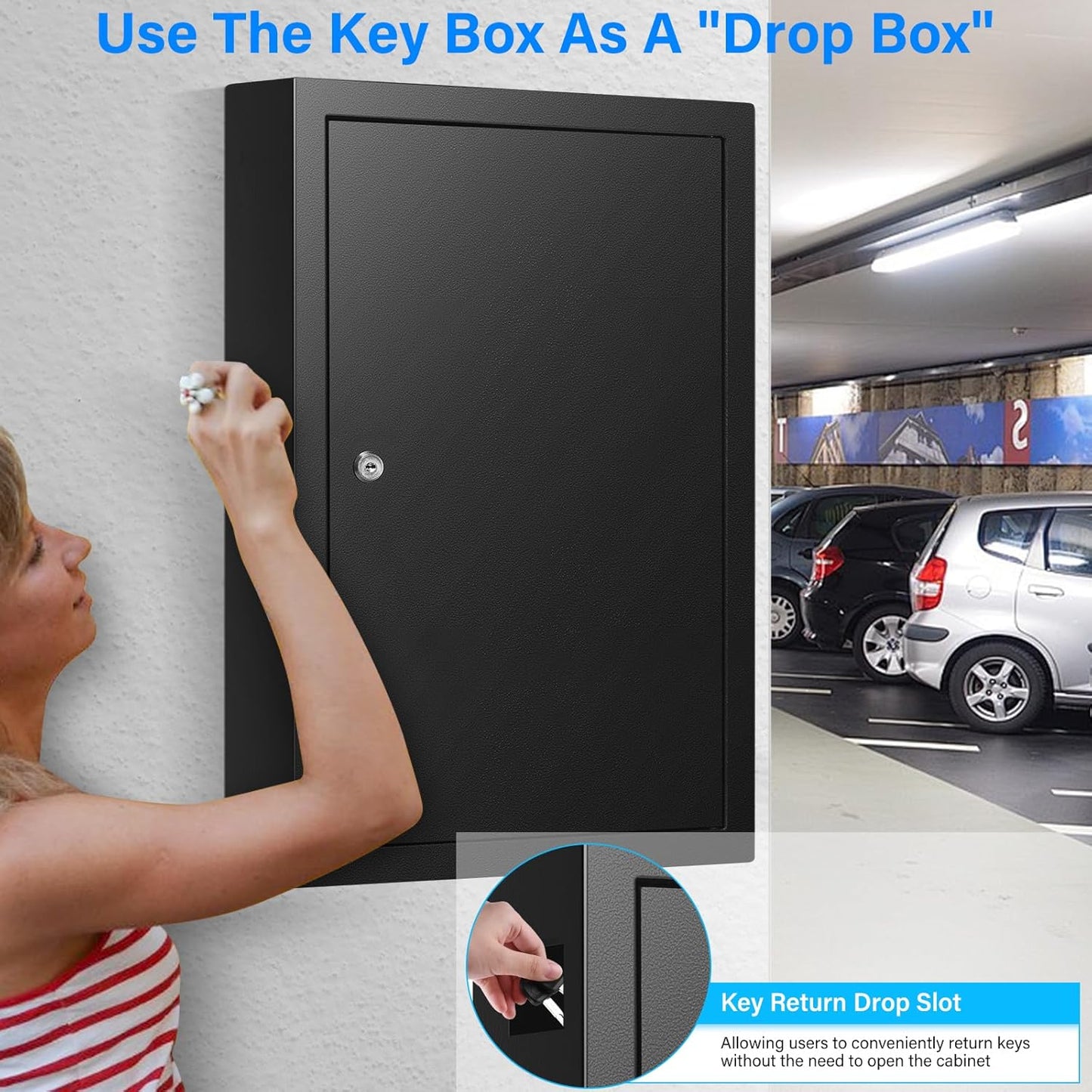 175 Keys Key Lock Box, Anti-Theft Key Cabinet with Key Tags, Key Organizer Wall Mount for Car Garage House Rental Office Business