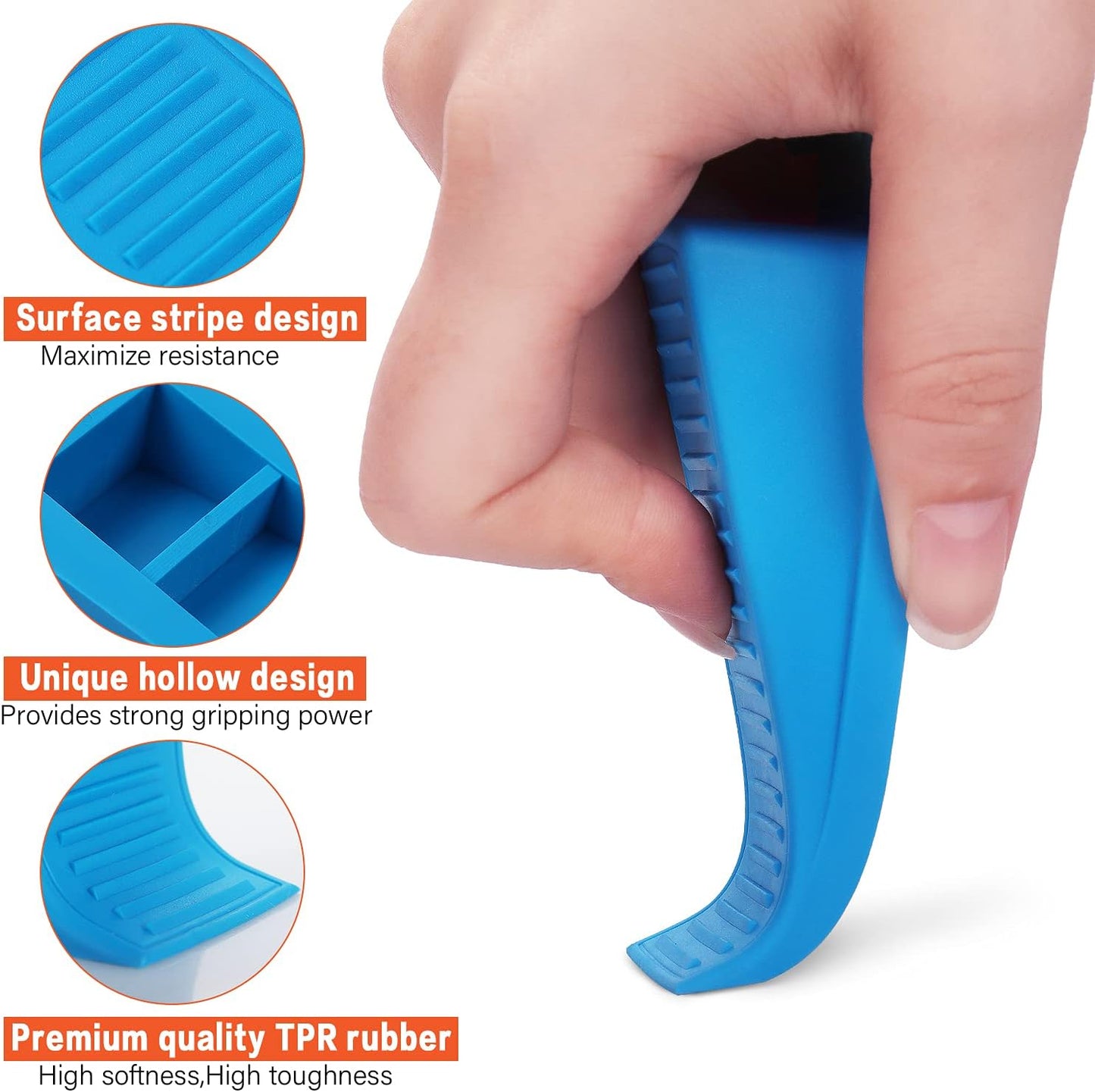 3 Pack Rubber Hook Type Door Stoppers 1 Inch Thick Door Stop Works on All Floor Surfaces, Control The Size of The Door Gaps and Prevent The Lock-Outs (Gray/Blue/Rose)