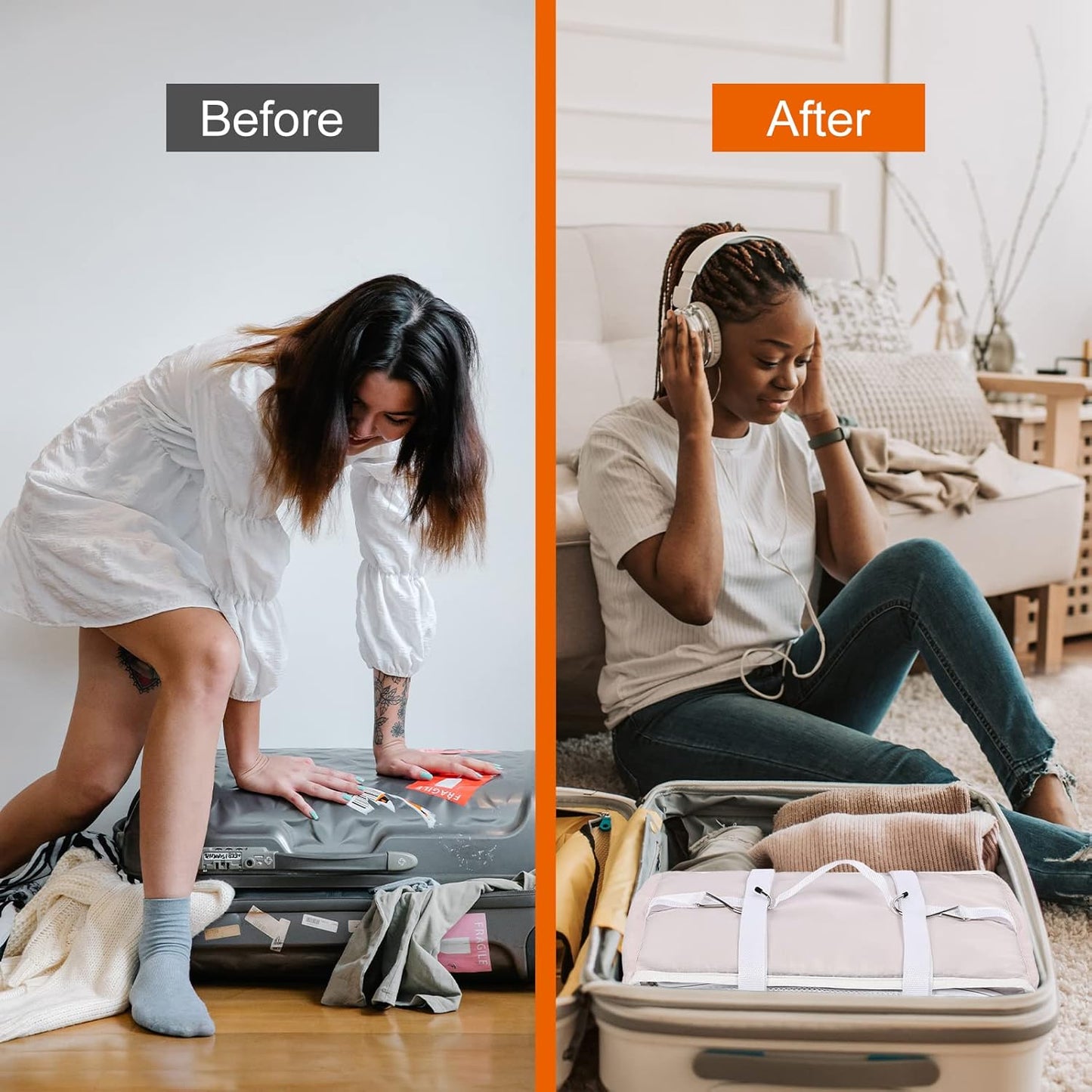 TABITORA Travel Portable Hanging Shelves Closet Organizer Packing Luggage Storage with Multifunctional and Foldable Invisible Compartment,Lightweight, for Suitcase, RV,Closet…Pink,XXL