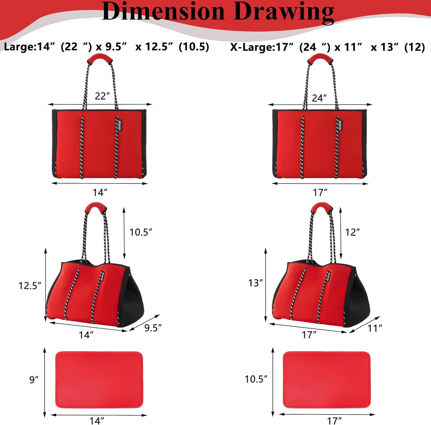 QOGiR Neoprene Multipurpose Beach Bag Tote with Inner Zipper Pocket … … … …