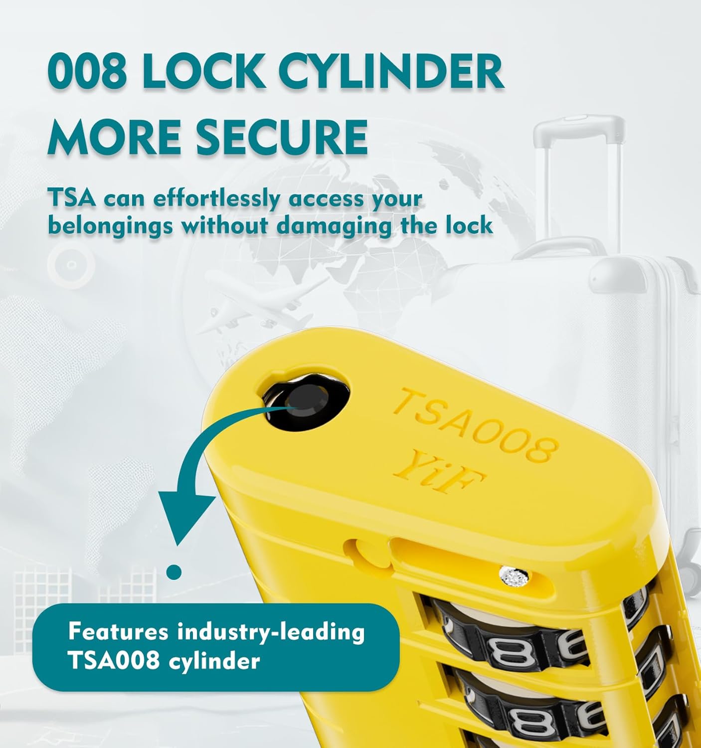 ANVIL TSA Approved Luggage Locks – High Security TSA008 Combination Travel Locks with Inspection Indicator for Suitcases and Backpacks. (4, Yellow)