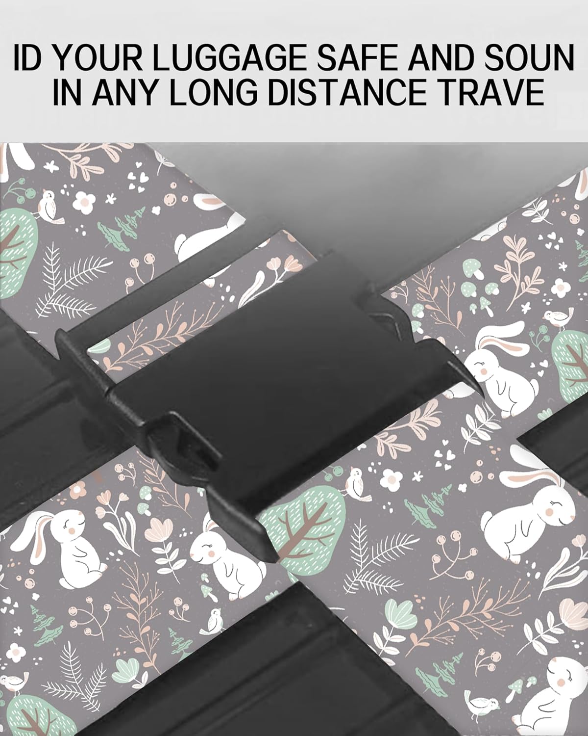Luggage Straps for Suitcases, Adjustable Travel Belt, Durable Wide Luggage Strap, Cute Suitcase Strap Identifiers with Buckle, Bag Straps for Luggage, Cute Rabbits