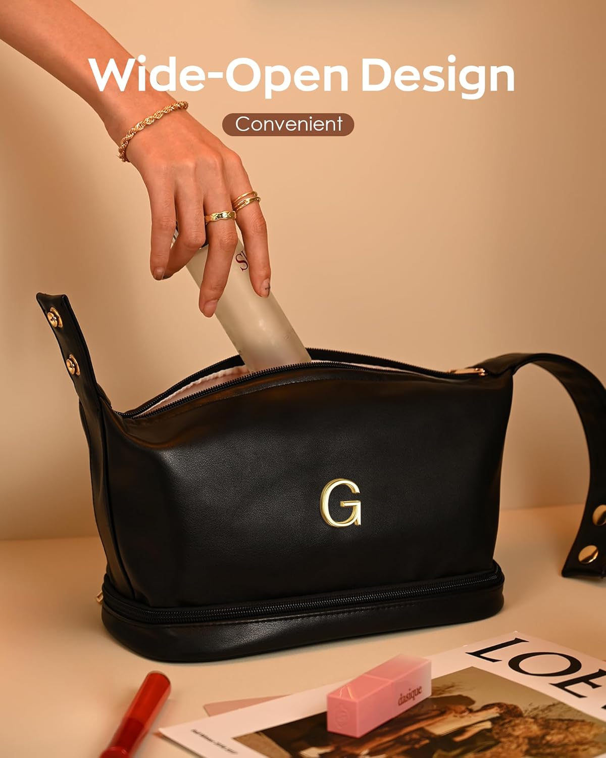 Unique Gifts for Teenage Girls-Cosmetic Bag with Handle, Bridal Gifts for Bride Makeup Bag, Makeup Bags, Travel Toiletry Bag with Makeup Brush Organizer Teen Girl gifts Trendy Stuff