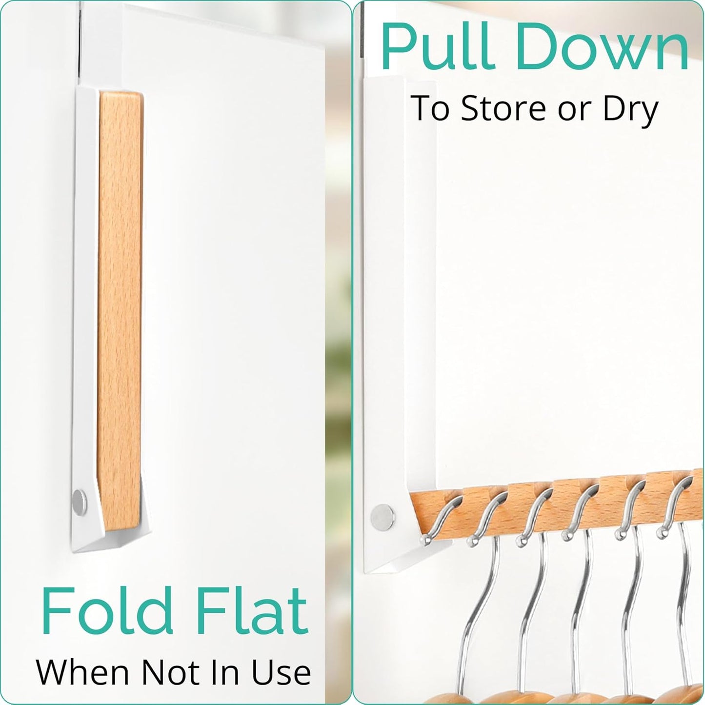 Over The Door Coat Rack - Portable Foldable Laundry Hanger Dryer Rack - Ideal for Travel and Laundry Needs - Convenient Over The Door Hanger for Clothes and Laundry - 1PCS (White)