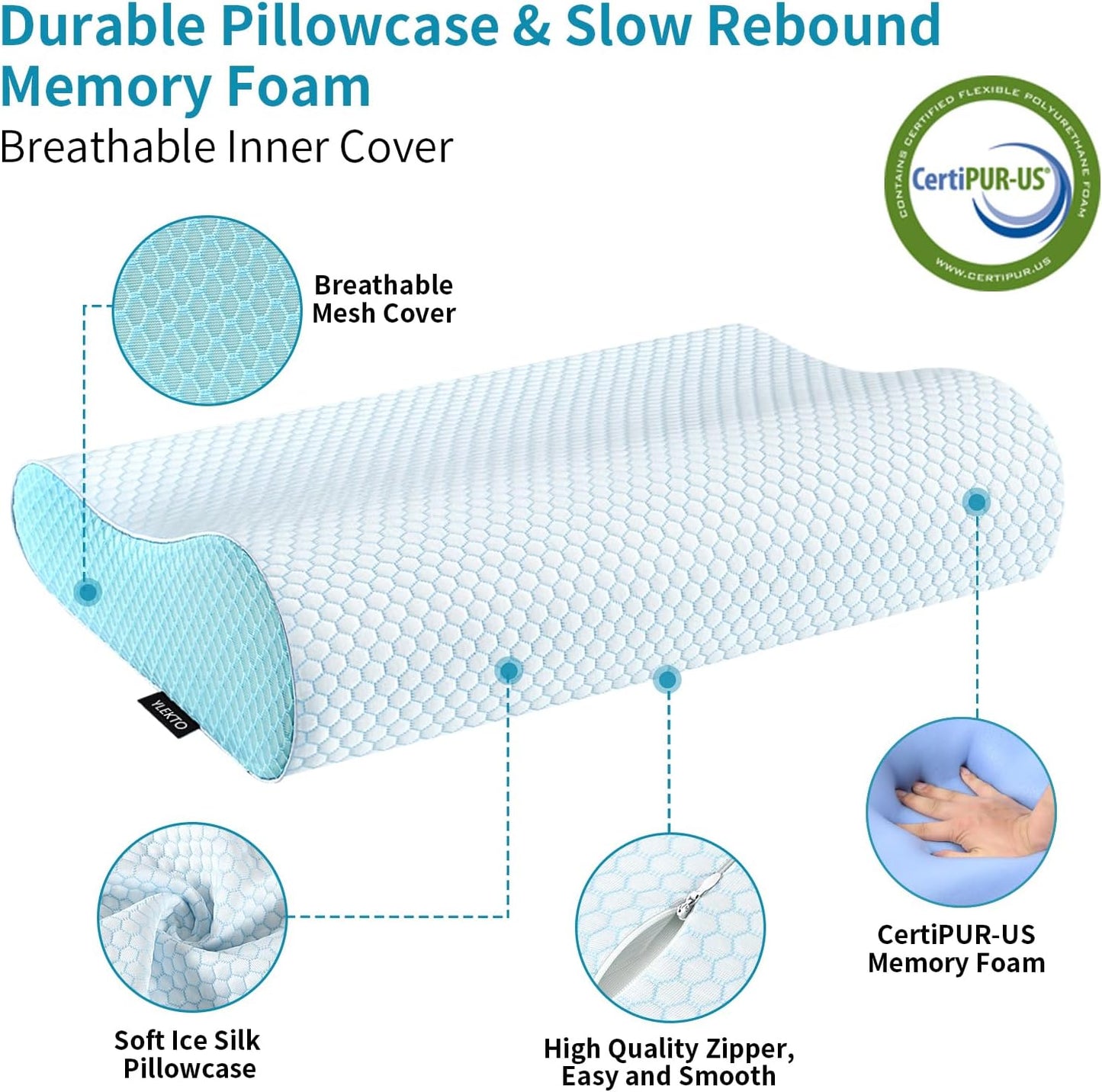 Memory Foam Pillows Neck Pillow Bed Pillow for Sleeping Ergonomic Cervical Pillow Orthopedic Contour Pillow for Side Back Stomach Sleeper